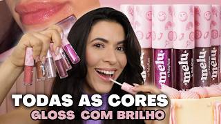 Testei TODAS AS CORES do Lip Gloss Labial COM BRILHO Melu Ruby Rose *BARATINHO* E NACIONAL