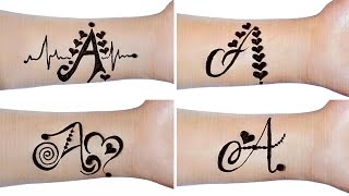 "A" letter mehndi design| Simple "A" henna bracelet mehndi designs| "A" tattoos|