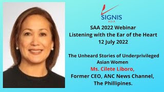 SAA 2022 'The Unheard Stories of Underprivileged Asian women' by Ms Cielete Liboro of Philippines.