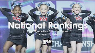 January 11, 2024 - National Rankings for Prep, Competitive Rec, and Dance Teams