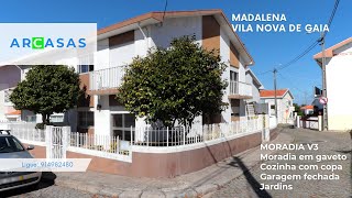 Moradia V3 em gaveto com garagem fechada, jardim e varandas na Madalena, Vila Nova de Gaia