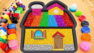 How To Make Rainbow House From Glitter Slime, 7up, Pepsi, Coca Cola, Mentos & Popular Sodas