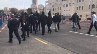 צפו: צעירי הפלג הירושלמי ניסו לשבש את המרתון בירושלים ונעצרו. צילום: "דיווחי מרתון ירושלים 2017"