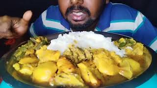 Asmr Full Thali Chicken Curry | Bombay duck curry | Vendi sabji