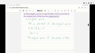 3 3 Linear Word Problems Part 1 Part 1