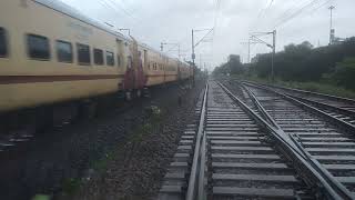 18207 Durg Ajmer Express skips Baikunth at dangerous speed with WAP7 with mad honking. #wap7.