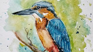 A watercolour painting of a kingfisher bird #watercolour #art #painting