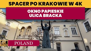 Spacer po Krakowie - Okno Papieskie - Jan Paweł II - Ulica Bracka - Krakow Poland Walking Tour 4K