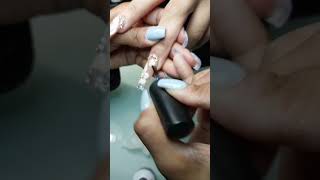 how i Apply Top coat • Long Acrylic nails 💅 #classynails