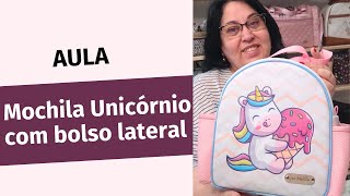 Aula Mochila Unicórnio com Bolso Lateral