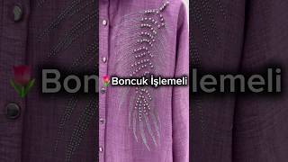 Boncuk İşlemeli Düğmeli İkili Keten Takım 5068 #shorts