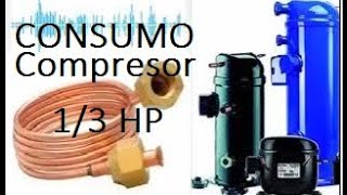 ¿Cuántos amperios consume un compresor de 1/3 HP?