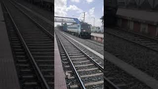 Wap 4 High speed train #crossing 🚸horn awesome#track saund Beautiful #locomotive #shorts