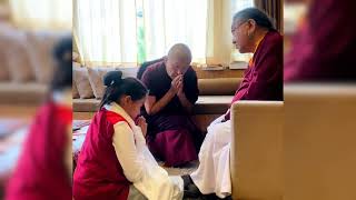 Yangsey Rinpoche and Seymola receiving oral transmission from HH Kyabgon Sakya Gongma Rinpoche