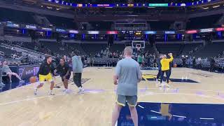 Tyrese Haliburton, Jayson Tatum, and Andrew Nembhard warm up before Indiana Pacers vs Boston Celtics