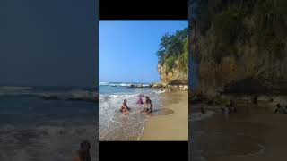 track ke pantai dan goa langir banten