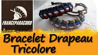 Tutoriel de tressage de bracelet avec drapeau tricolore.