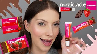 NOVO HIDRATANTE LABIAL STIKADINHO🍫🍓👄 | Panvel + Stikadinho criam um hidratante labial de chocolate