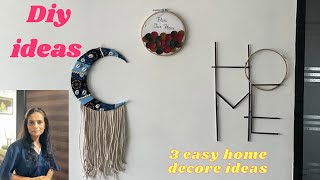 3 easy diy ideas for wall decoration// reuse waste material// diy ideas from fabric @