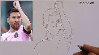 How to draw Messi's face step by step |  Inter Miami