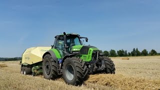 Strohballen pressen mit Deutz Fahr TTV 430 ; 7250 und Krone Comprima ; BigPack