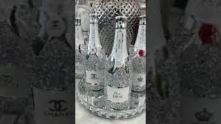 Silver Crystal Champagne Bottle Décor