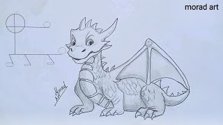 How to draw a small dragon with a pencil step by step for beginners