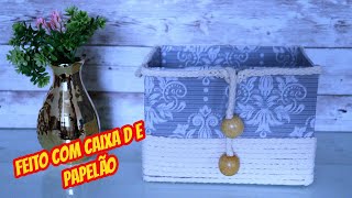 DIY- Organizador feito com caixa de papelão.