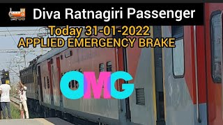 50103 Diva Ratnagiri Passenger Applied Emergency Brake | #konkanrailway | #emergencybraketrain |