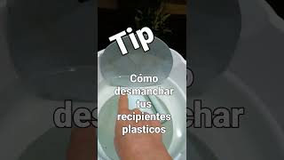 Cómo desmanchar los recipientes plasticos #short #tips #limpieza  #limpiaconmigo