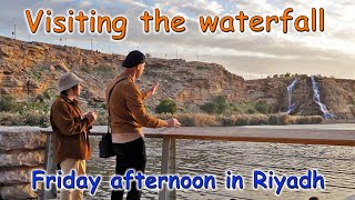 Afternoon Walk in Wadi Namar Lake Riyadh, Saudi Arabia / Visiting a Waterfall Near the City