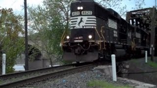 Norfolk Southern Portland Job freight train  crossing the Lehigh River and Canal in Bethlehem, PA