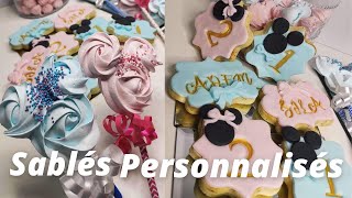 Sablés personnalisés & Meringues  thème Minnie et Mickey mouse  #صابلي #sweettable