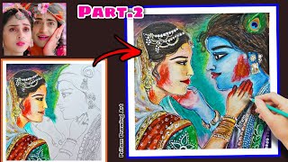 Holi Drawing/Radha Krishna Playing Holi/Oil Pastel Drawing/Holi Special Drawing Radha Krishna