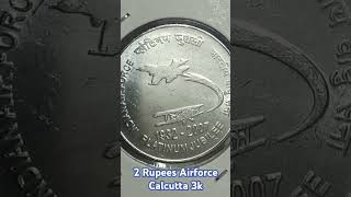 Rare 2 Rupees Airforce Calcutta Mint Fss Commemorative Coin