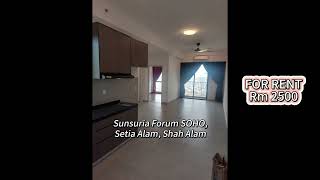 【 FOR RENT 】Sunsuria Forum, Setia Alam - Service Residence, Rm 2.5k, 3 Bedroom + 2 Bath + 2 Carpark