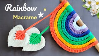 Macramé Rainbow Wall Hanging with Feather | DIY Macrame Rainbow Tutorial