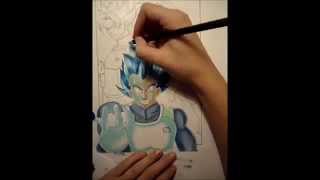 Coloring with Copic Markers (Timelapse Vegeta Super Saiyan God)