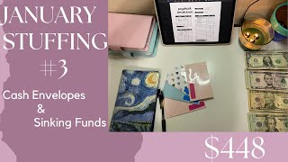 January Cash Stuffing #3| low & variable income| inconsistent income| college student cash stuffing