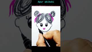 How to draw a girl Using sketch pen | Very easy girl drawing for beginners | #shorts