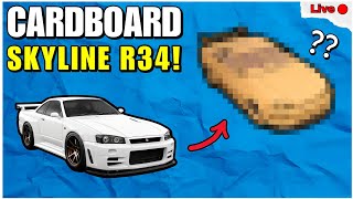 Building cardboard Nissan GTR skyline r34! Live creation 🔴