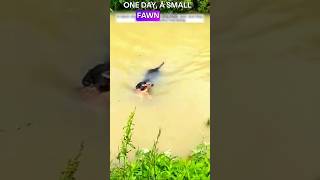 Dog Saves Drowning Fawn! A Heartwarming Friendship #shorts