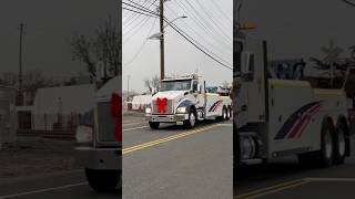 Kenworth T680 Tow truck with a nice driver & quad horns through south Plainfield,NJ