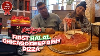 Trying Chicago HALAL Deep Dish Pizza🍕 | Giordano's Review-Best Pizza Chicago!!