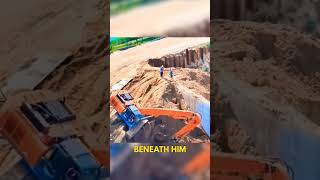 His quick reflexes saved the excavator!