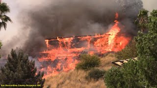 Aug/5/2024 Edgehill IC Vegetation Fire In San Bernardino Ca. Cabin House Fully Involved By Flames.