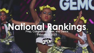 February 2, 2023 - National Rankings for Prep, Competitive Cheer, and Dance