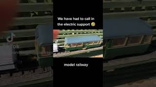 we have called in electric support 🤣 #modelrailway #problem #railbus #trains #train #station #funny