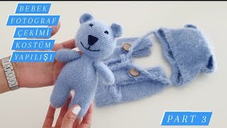 Ayıcık yapımı/Yenidoğan bebek fotoğraf çekimi için kostüm yapımı-3/Amigurumi kafa,gövde,bacak yapımı