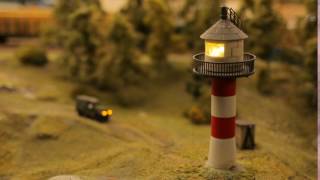 Toy city close-up Lighthouse Beach Coast